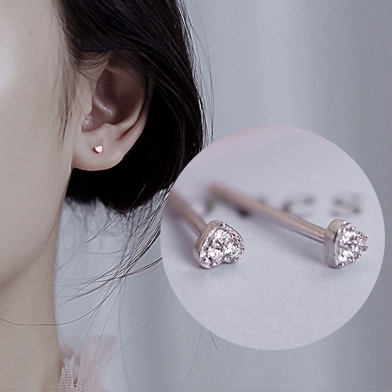 Bông tai đính pha lê hình trái tim xinh xắn cho nữ