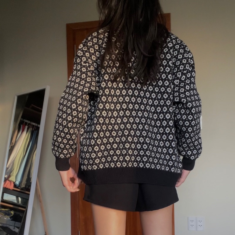 Áo Cardigan len thổ cẩm form rộng , áo khoác nữ
