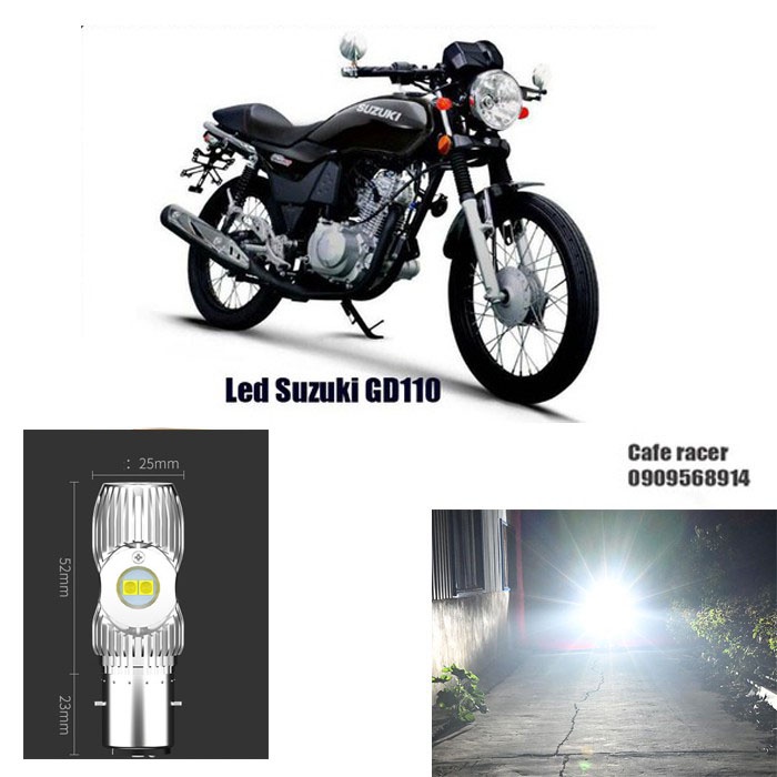 Bóng led light M6 siêu sáng trắng Suzuki GD110 EN125 En150 tay ga honda SCR