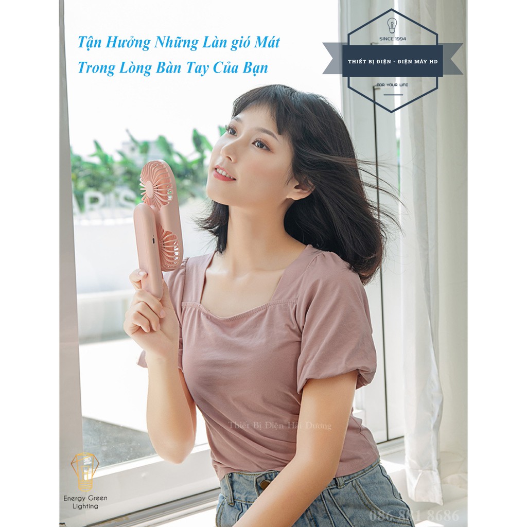 Quạt Mini Cầm Tay RPH-F10 7 Cánh Hình Cây Kem - 2 Lồng Quạt - 3 Tốc Độ gió - 3 Màu Tươi Sáng - Bảo Hành 1 Năm - Có Video