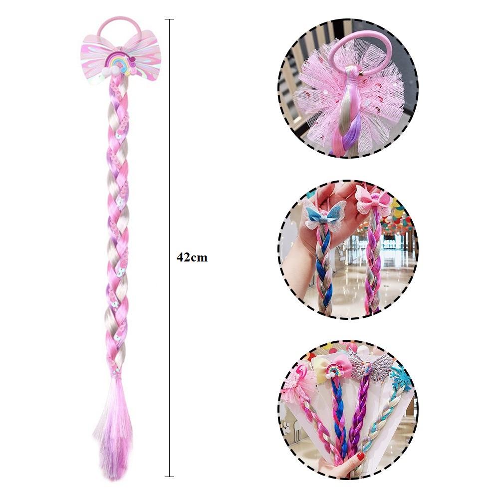 Dây Cộc Kèm Tóc Nhân Tạo Nhiều Màu Kim Tuyến Lấp Lánh Hoạt Hình Ngựa Unicorn Phụ Kiện Tóc Xu Hướng Mới