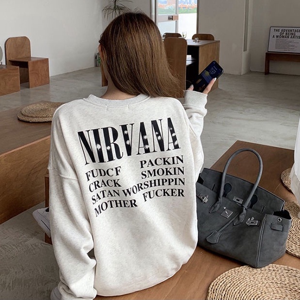 Áo sweater vải 100% cotton dáng rộng in họa tiết phong cách Hàn Quốc thời trang cho nữ