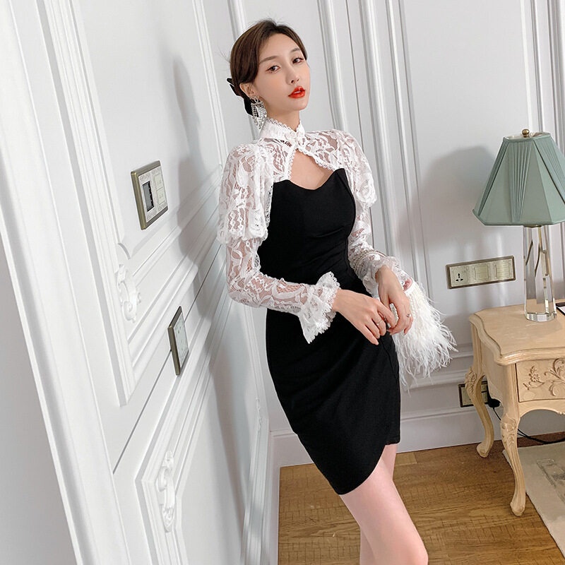 ZYHT Đầm Phối Ren Gợi Cảm Thời Trang Hàn Quốc Thanh Lịch Nữ Đầm 5275