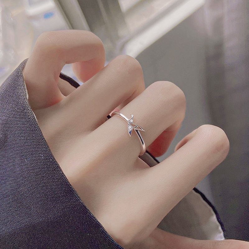 Nhẫn bạc mặt hình chim hạc giấc đính pha lê nhân tạo thời trang thanh lịch dành cho bạn nữ đeo khi dự tiệc