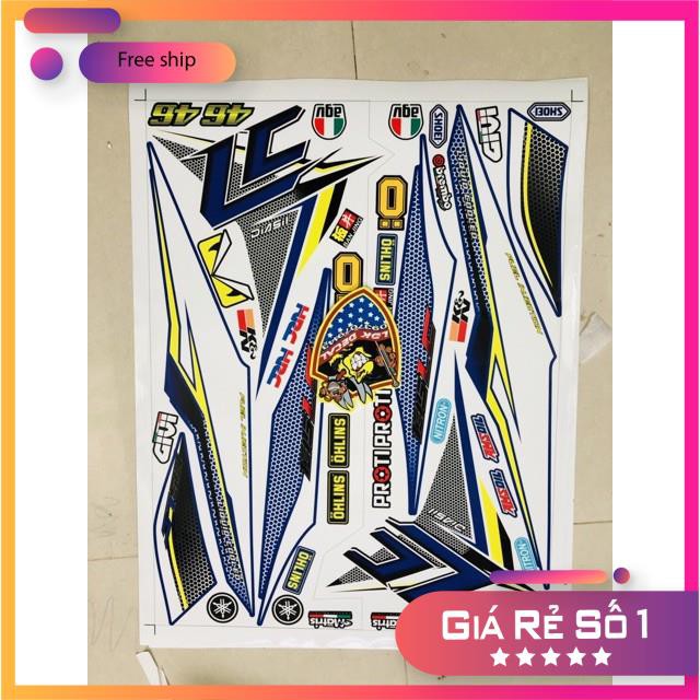 ( Quí khách vui lòng mang ra tiệm cho thợ dán ) xe Exciter 2011 trắng xanh Lc tổ ong