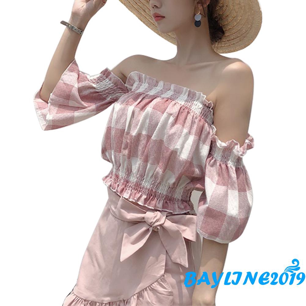 Áo Nữ Trễ Vai Tay Loa Thanh Lịch