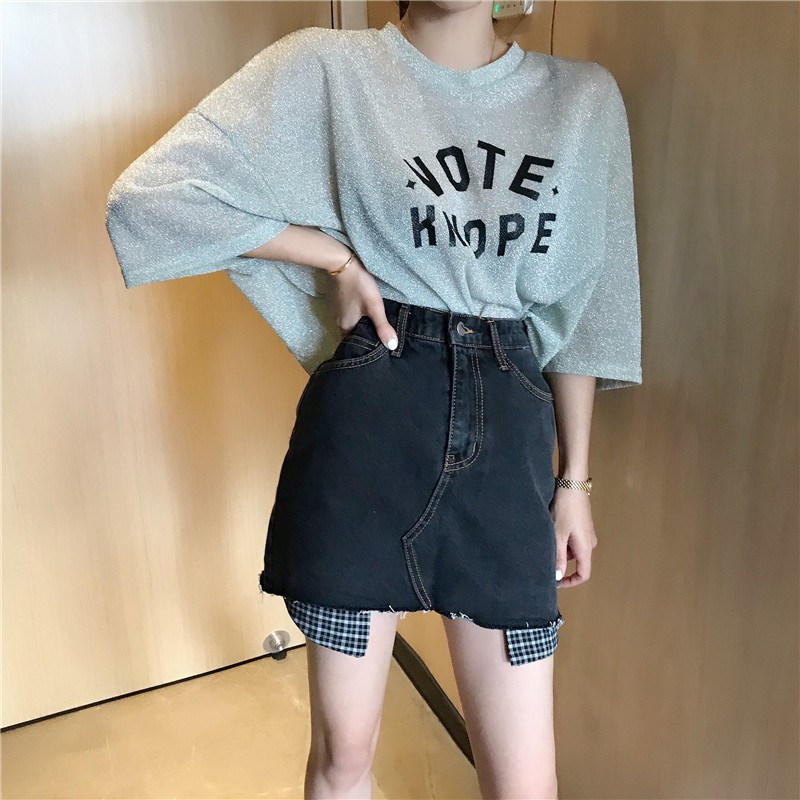 Chân váy jean chữ a mini Emilyshop
