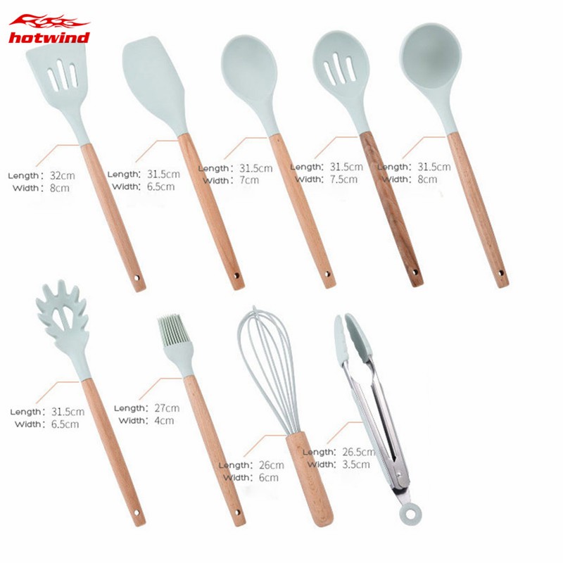 Dụng cụ chất liệu silicon cán gỗ chống dính siêu bền tiện dụng cho nhà bếp