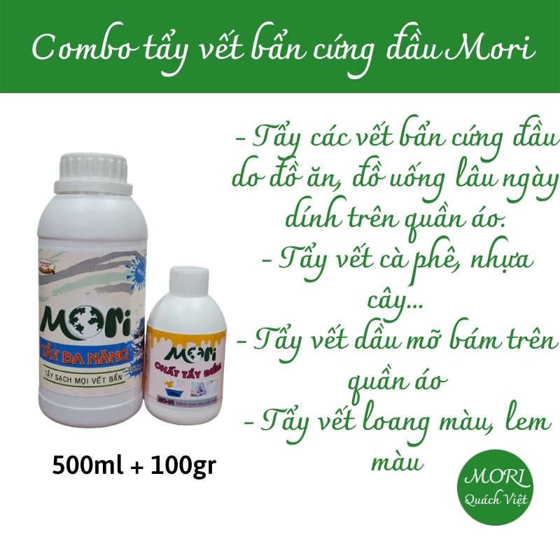 Tẩy đa năng MORI - Đánh bay các vết bẩn trên quần áo như lem màu, mỡ âm, vết thức ăn, 500ml