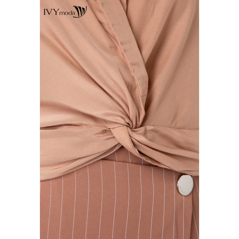 Áo sơ mi nữ kiểu xoắn eo IVY moda MS 16B8627