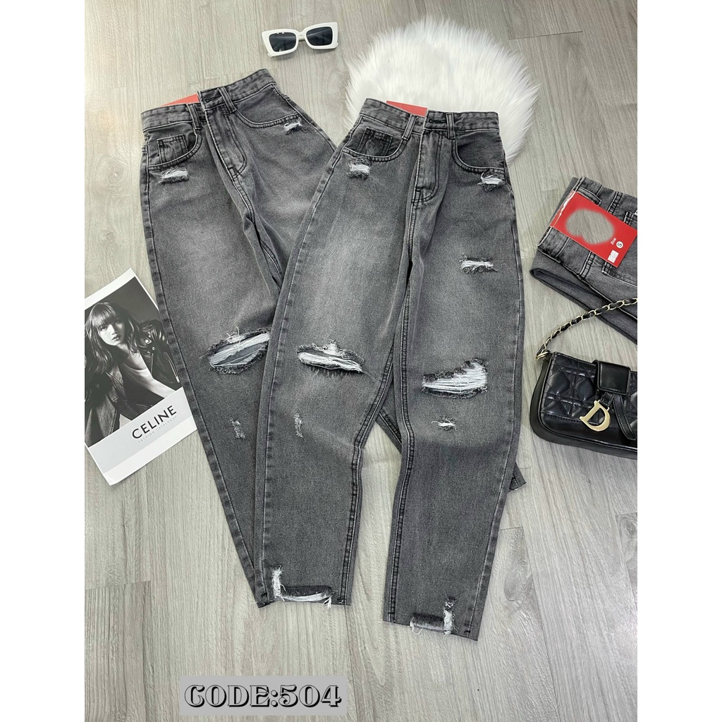 [VIDEO+FREESHIP ] QUẦN BAGGY JEANS NỮ LƯNG CAO LAI TUA RÁCH CÀO ĐÙI XANH NHẠT XÁM NHẠT MỀM MỊN DÀY DẶN PHÁ CÁCH HADI