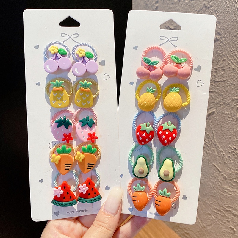 Bộ 10 Dây Buộc Tóc Cao Su Không Đau Dễ Thương Cho Bé Gái