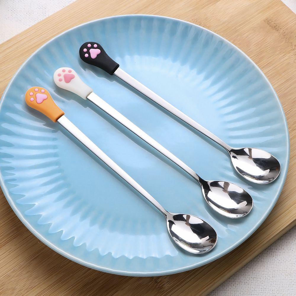 Muỗng Cà Phê Hình Chân Mèo Bằng Thép Không Gỉ Dễ Thương