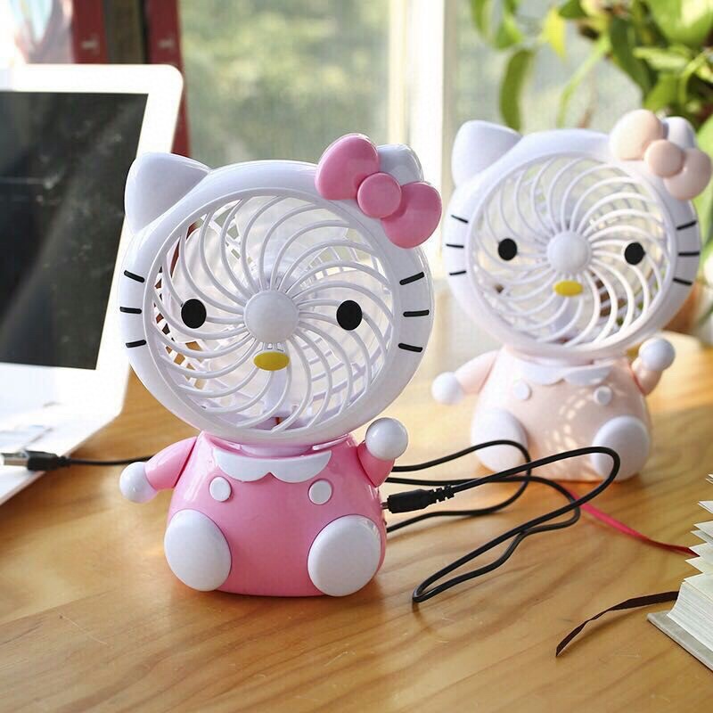 Quạt Mini Để Bàn Kitty Pin Sạc Usb Ngộ Nghĩnh Đáng Yêu