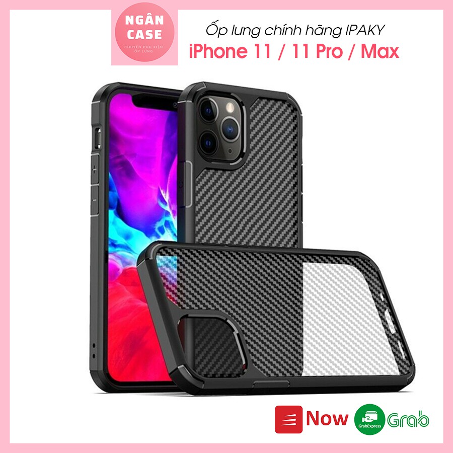 Ốp lưng iPhone 11 / 11 Pro / 11 Pro Max - Chính hãng IPAKY - Mặt lưng CARBON TRONG chống bám vân tay