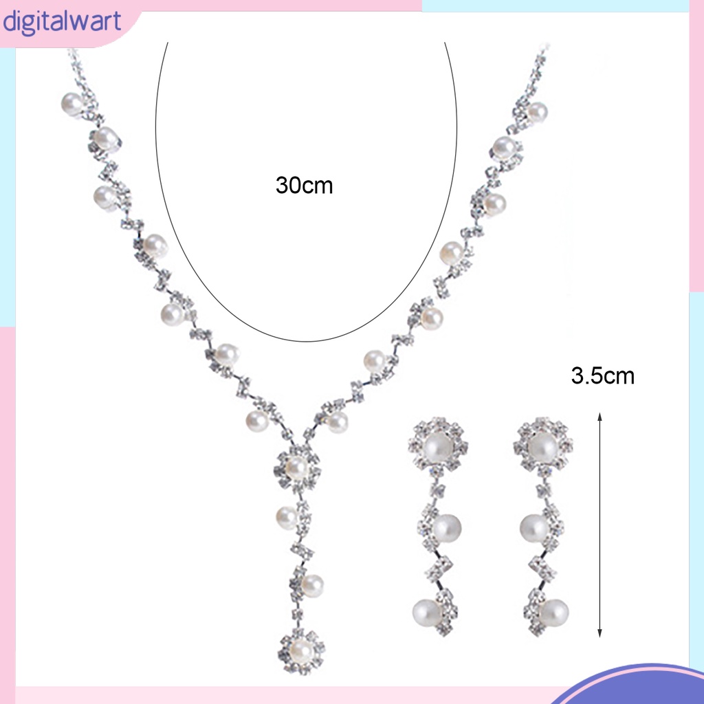 Bộ trang sức hợp kim dạng dây dài đính ngọc trai giả sang trọng