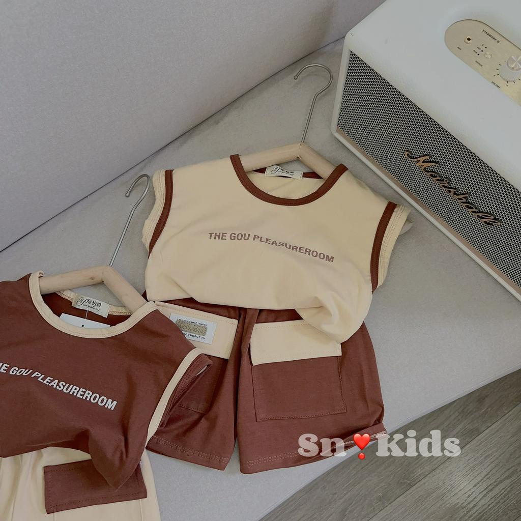 Bộ sát nách chất cotton in chữ cho bé 8-20kg Namkidshop (T94)