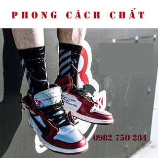 Tất cao cổ nam nữ Hàn Quốc Off White Ulzzang - Sỉ vớ Hàn Quốc Unisex đẹp giá rẻ màu trắng màu đen nam nữ đi đều đi được