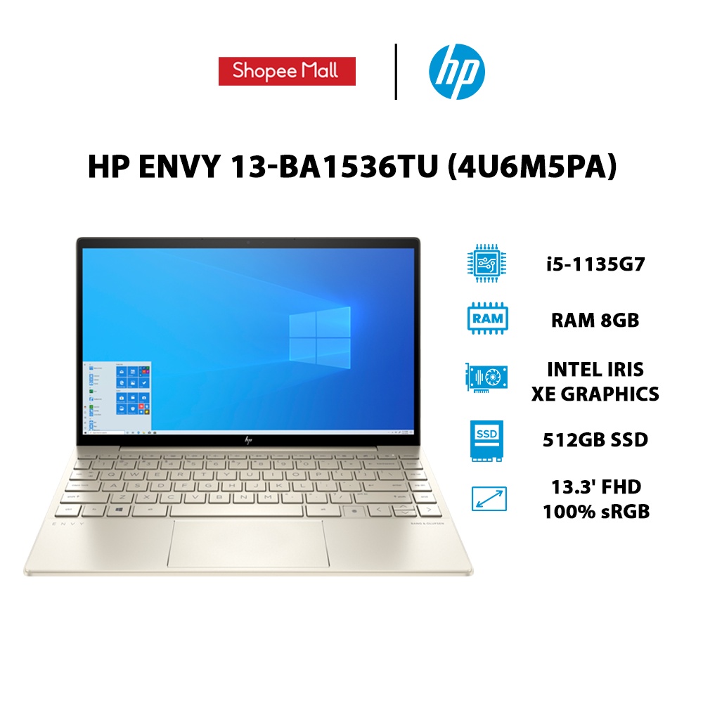 [Mã ELHP15 giảm 10%]Laptop HP Envy 13-ba1536TU 4U6M5PA i5-1135G7 | 8GB | 512GB | 13.3' FHD 100% sRGB | Win 11