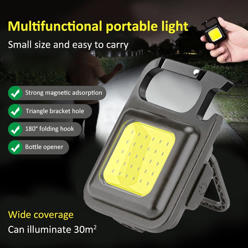 Đèn Led COB Mini Khẩn Cấp Đa Năng Có Thể Sạc USB Lại Kèm Móc Khóa Nhỏ Gọn Tiện Dụng