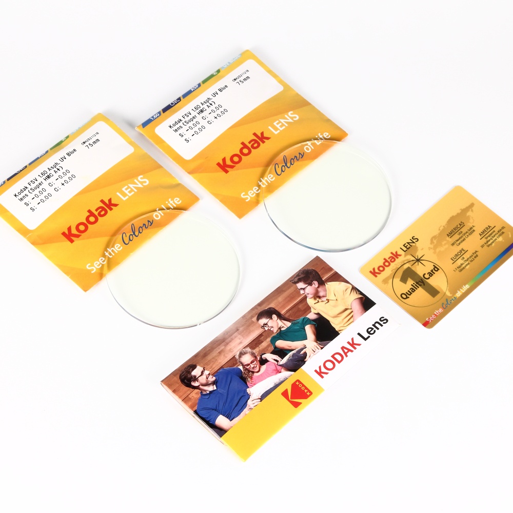 Tròng kính ánh sáng xanh Kodak FSV 1.60 Asph UV Blue chính hãng của Mỹ