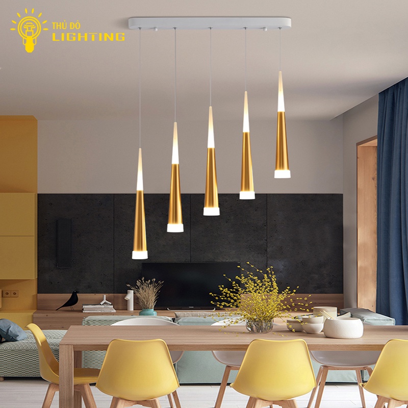 Đèn Thả Trần Trang Trí THỦ ĐÔ LIGHTING Led Sao Băng 5 Bóng Vàng Chất Liệu Hợp Kim Sơn Tĩnh Điện Kết Hợp Acrylic Cao Cấp