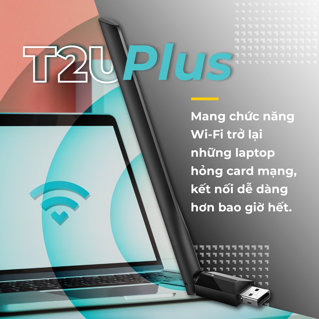 USB nhận WiFi TP-Link Băng tần kép AC600 Archer T2U Plus 1 Angten (200 – 433Mbps) | BigBuy360 - bigbuy360.vn