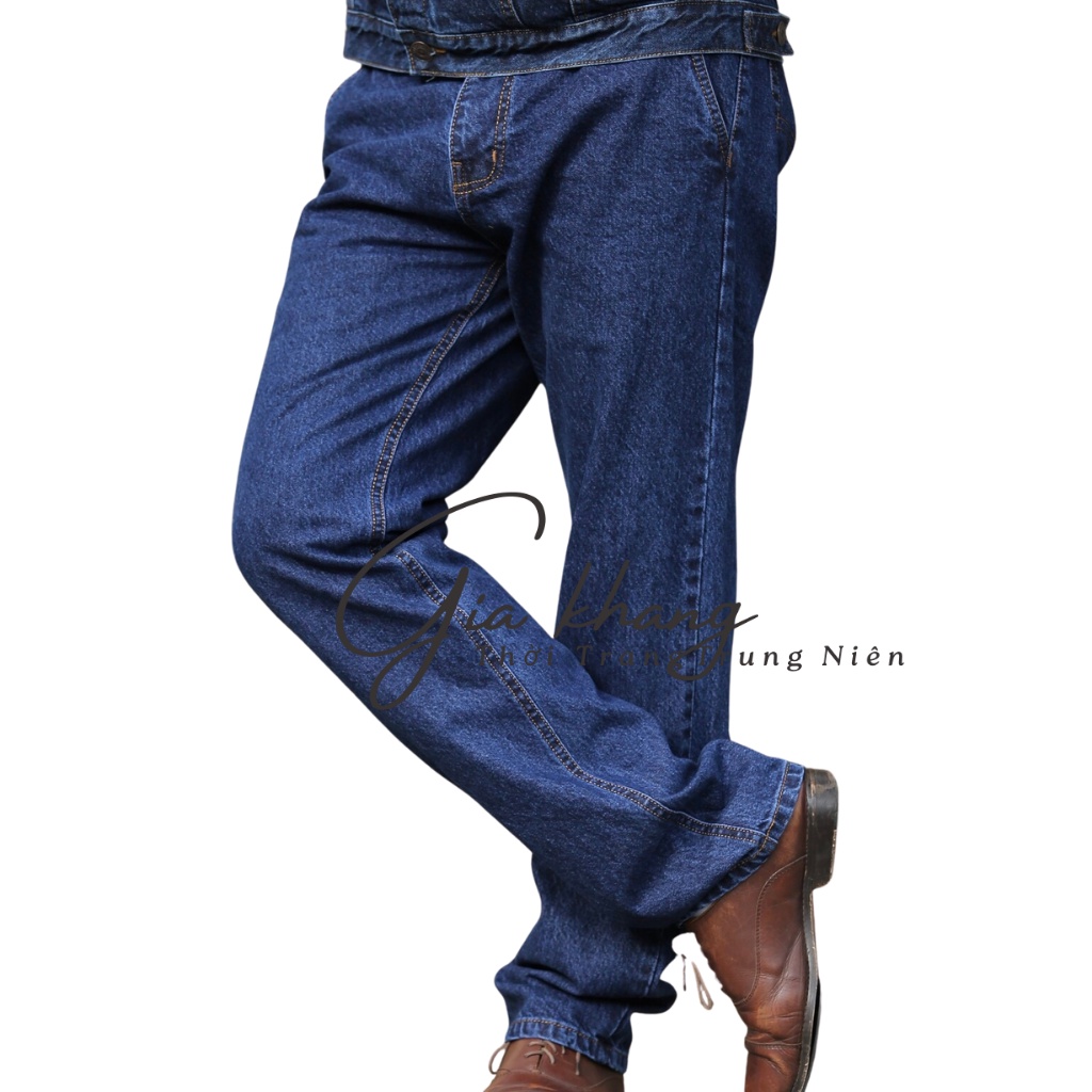 Quần Jean Nam Ống Suông, Quần Bò Nam Trung Niên Ống Đứng Cao Cấp , Không co giản ,túi chéo