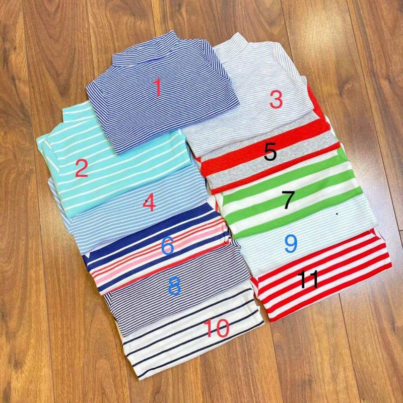 Bộ cotton cổ 3 phân kẻ nhiều màu cho bé trai bé gái từ 2 đến 7 tuổi