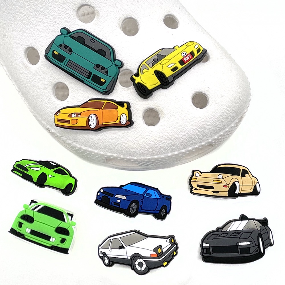 Phụ Kiện Ghim Trang Trí Giày Hình Xe Hơi Xe Tải Hoạt Hình Sê-Ri Croc Jibbits Racing Car Jibitz Charm Jibits Cho Trẻ Em