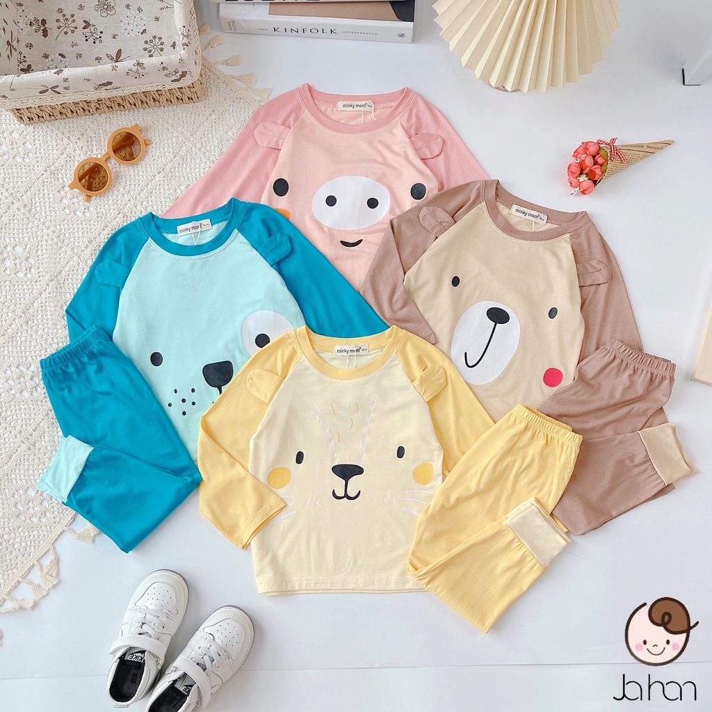 Bộ tay dài thun lạnh cao cấp ️Minky Mom nhiều màu dành cho bé trai, bé gái