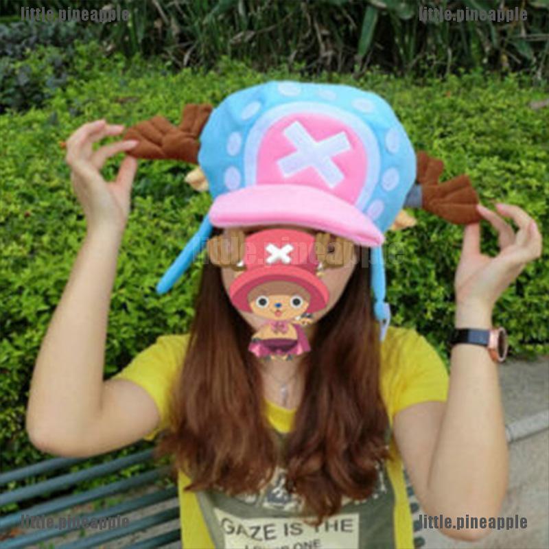 Mũ hóa trang nhân vật hoạt hình Tony Chopper bằng vải lông màu xanh dương nhạt dễ thương thời trang mùa đông
