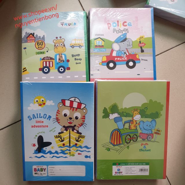 10 quyển vở ô li 80 trang baby (40 tờ cả bìa)