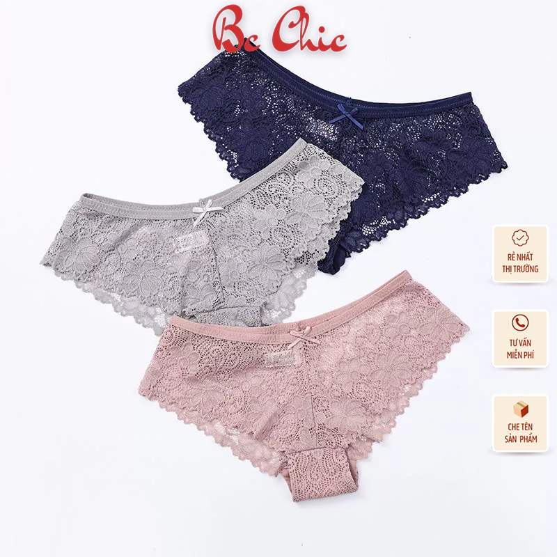 Quần Lót Ren Nữ Sexy thiết kế phối hoa kèm nơ nhỏ thoáng mát ôm dáng mẫu Q 310 BC_CHIC LINGERIE