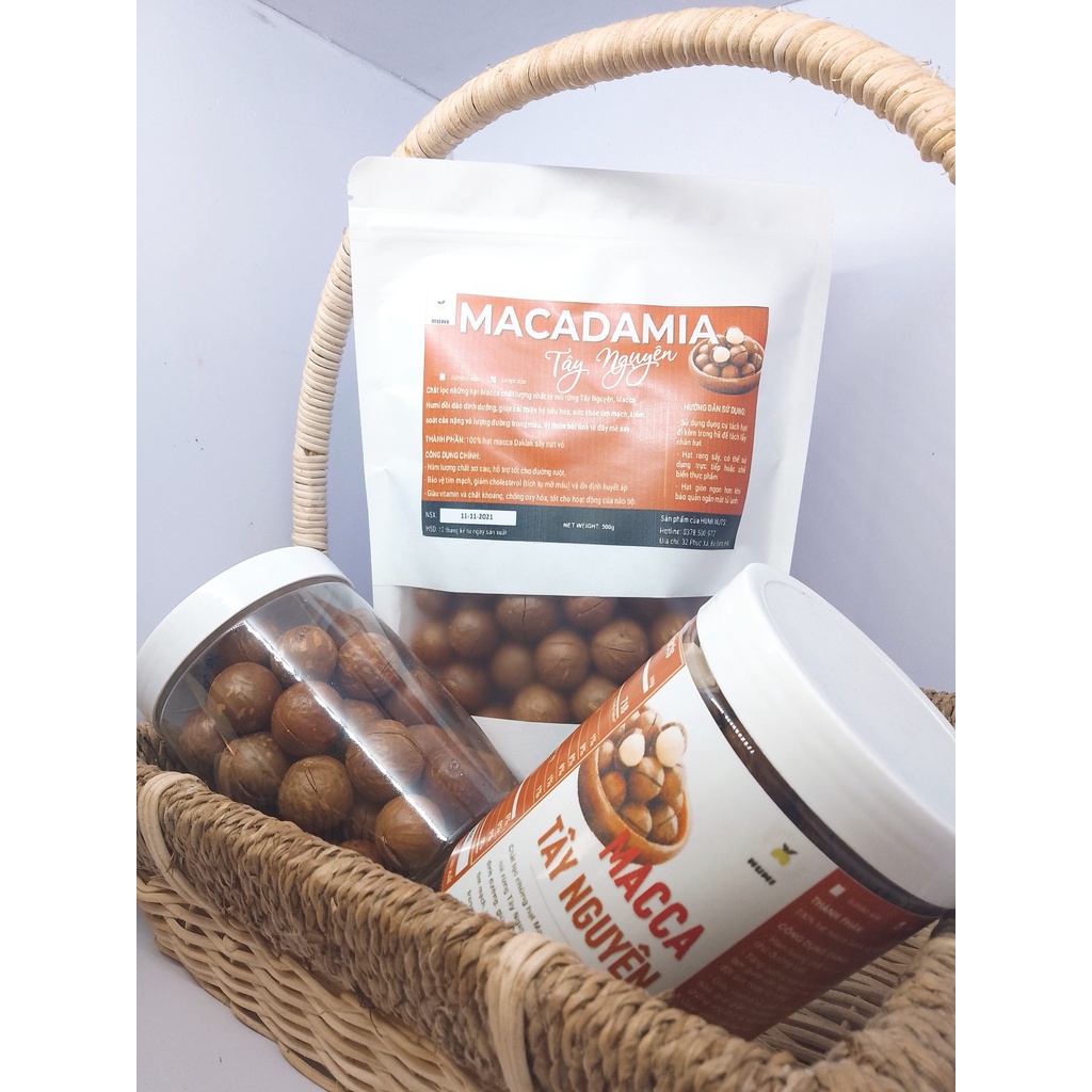 Hạt Macca DakLak Sấy Lạnh Nứt Vỏ HUMI - Tặng Kèm Tách Hạt - 100% Organic Sạch