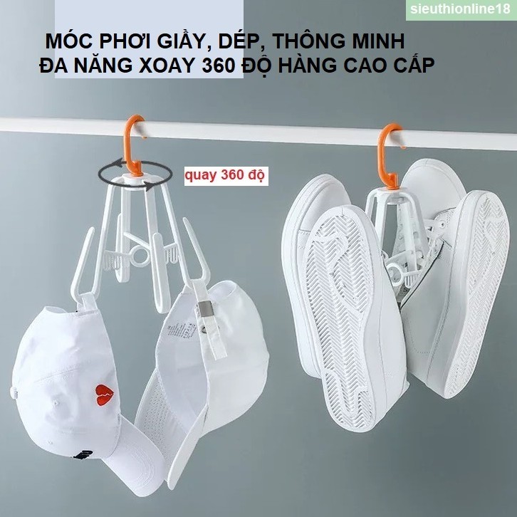 Móc Phơi Giầy, Dép, Thông Minh Đa Năng Xoay 360 Độ, Hàng Cao Cấp