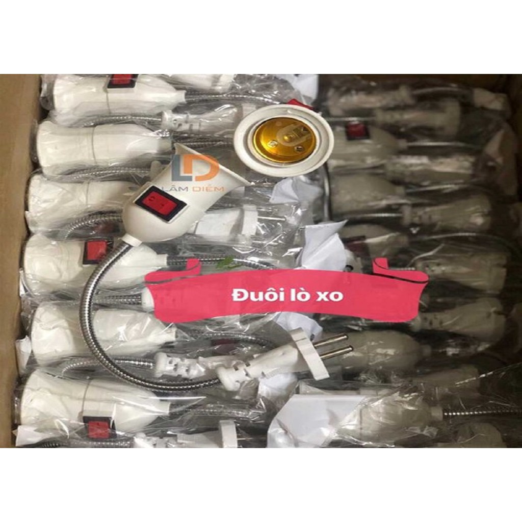 Đui đèn lò xo E27 kèm công tắc phích cắm, tiện lợi dễ dàng điều chỉnh hướng, giá siêu rẻ..