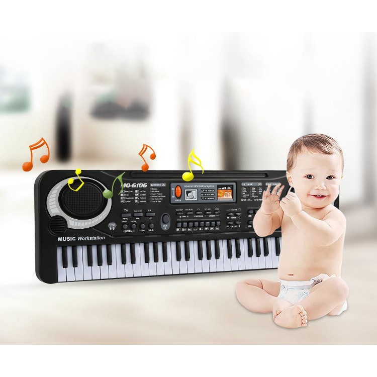 Đàn Piano Electronic Keyboard 61 Phím Kèm Mic Cho Bé Làm Quen Với Âm Thanh Nhiều Chức Năng