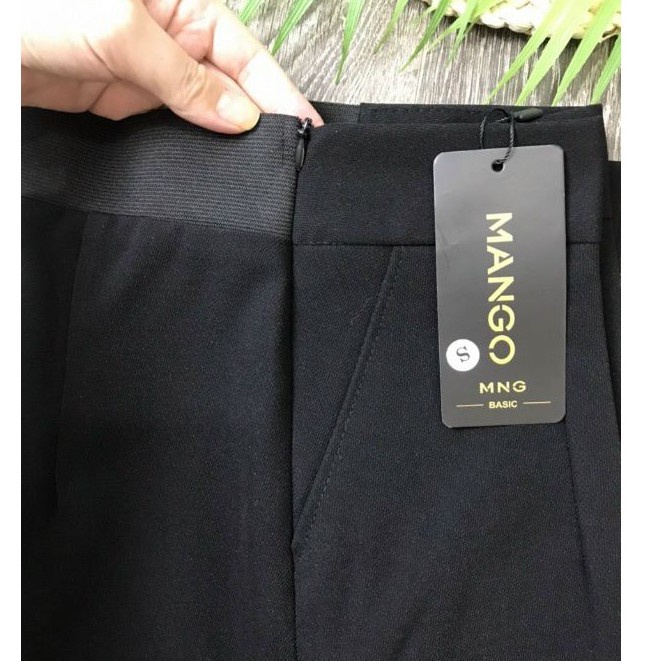 Quần baggy nữ lưng chun sau vải tuyết mưa đen mềm dáng dài - Quần vải nữ công sở cạp cao khóa sườn mặc làm đi học sinh