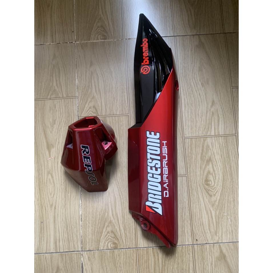 Ốp po và chụp đích pô xe winner V1 màu đỏ đô bóng