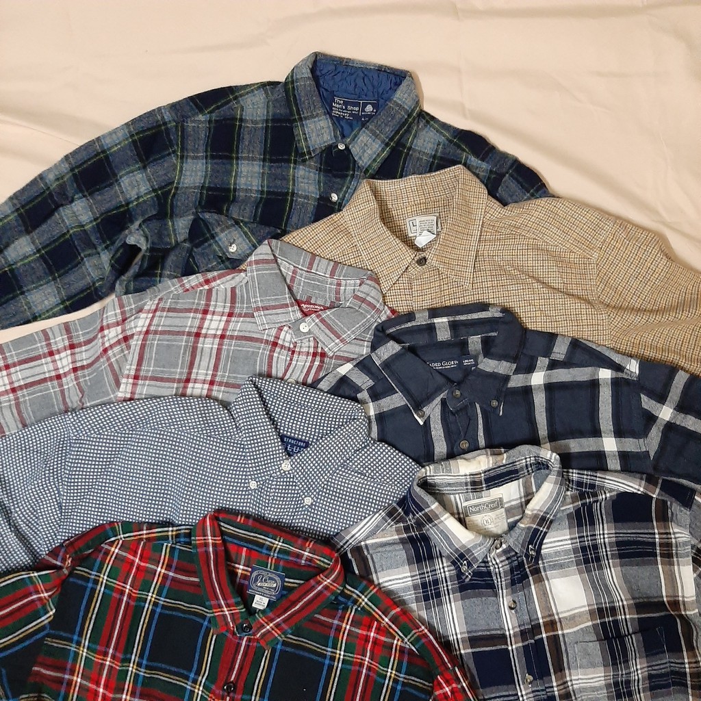 Áo sơ mi flannel 2hand chụp thật