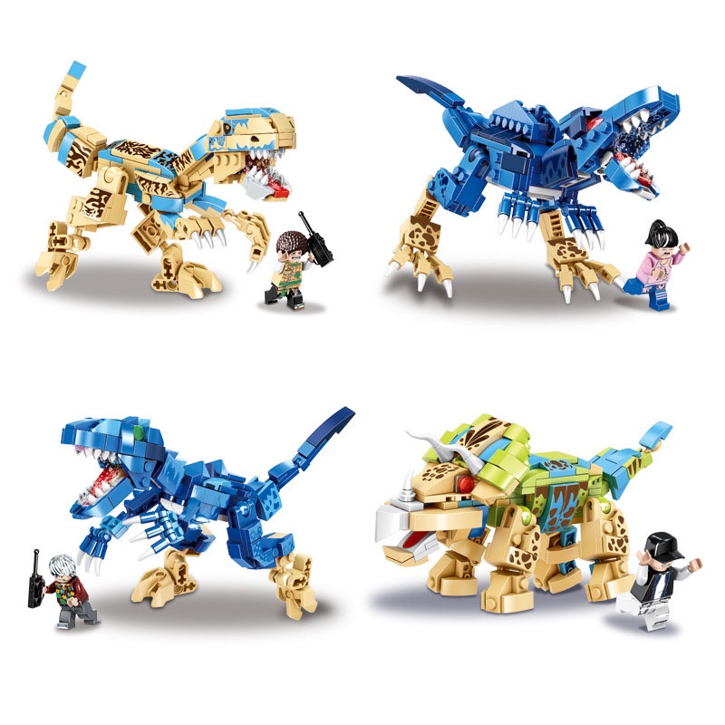 ZHAN QI TOYS Bộ đồ chơi lắp ráp khủng long bạo chúa 4 trong 1 cho bé
