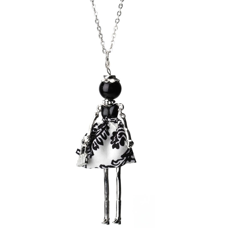 Vòng cổ dài mặt búp bê vải thời trang cho nữ