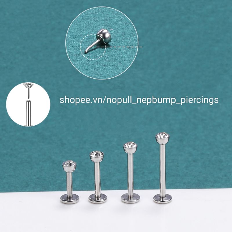 KHUYÊN TAI / KHUYÊN MÔI - Khuyên Tai Đá Tròn - Khuyên thép y tế không gỉ - Khuyên tai, môi, mũi, nẹp bump,...