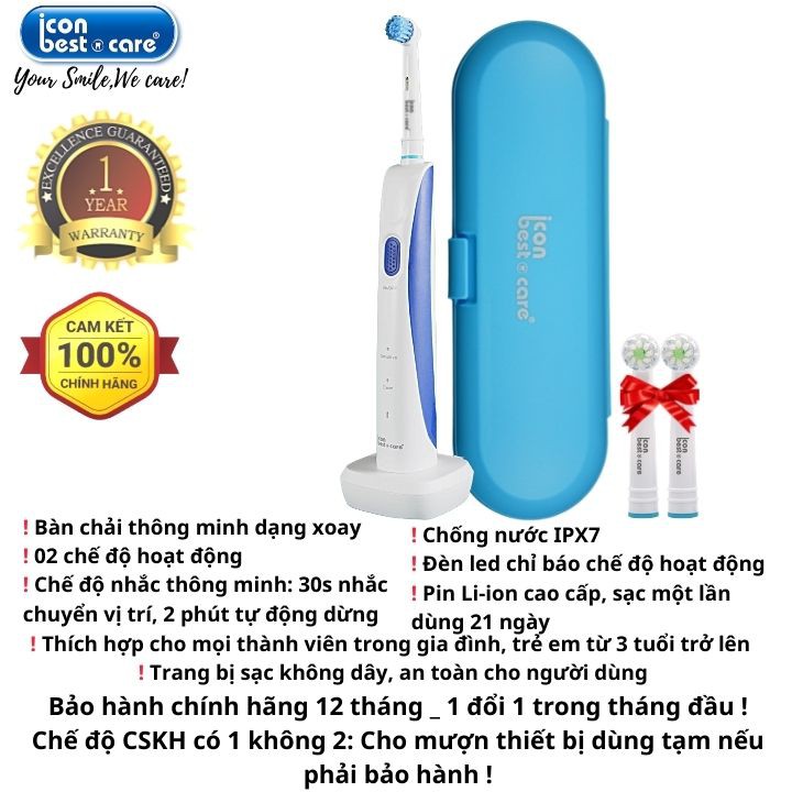 Bàn Chải Đánh Răng Điện iconbestcare HD-6801⚡️FreeShip⚡️Chính hãng⚡️Có bảo hành⚡️