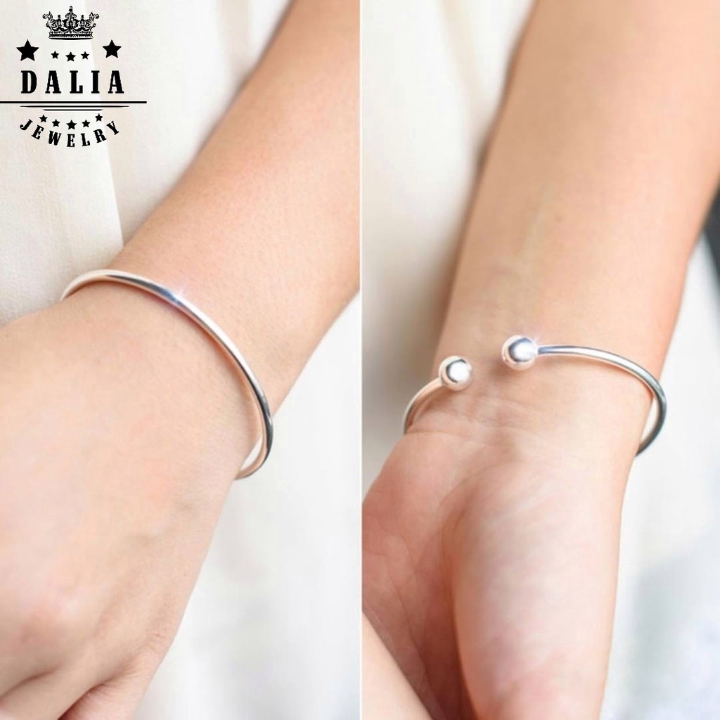 Lắc tay - vòng tay bạc nữ DaLiA Jewelry hình tròn khắc chữ theo yêu cầu