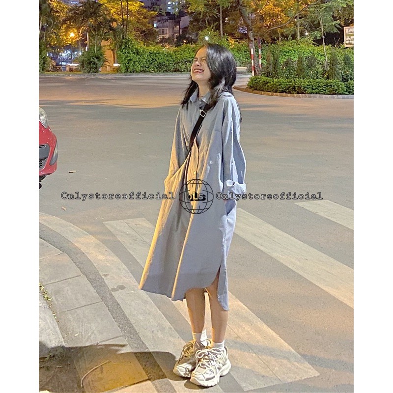 váy sơ mi oversize 2 màu,tà váy xẻ 2 bên(nhận hàng có vấn đề liên hệ shop trước khi đánh giá ạ) | BigBuy360 - bigbuy360.vn