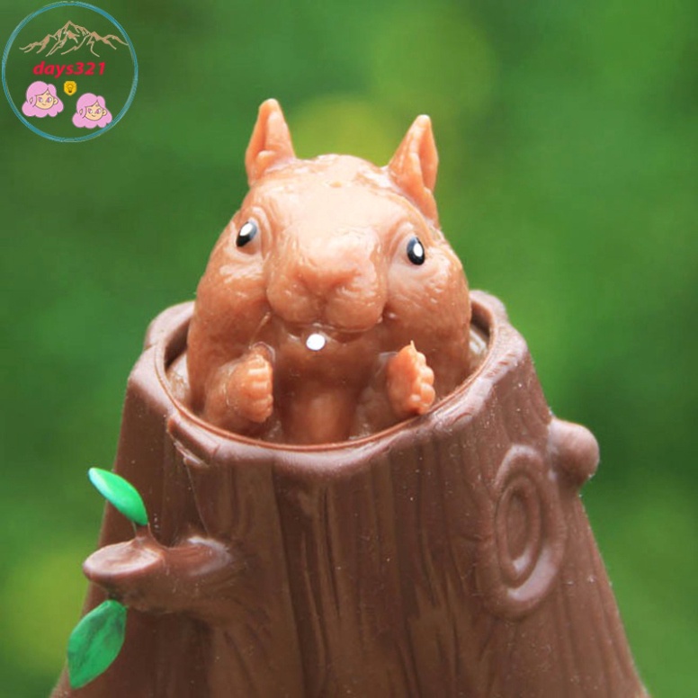 SÓC NÂU TRỐN TRONG GỐC CÂY Squishy Mochi mềm mịn dễ thương chân thực giảm stress co dãn đàn hồi ngộ nghĩnh