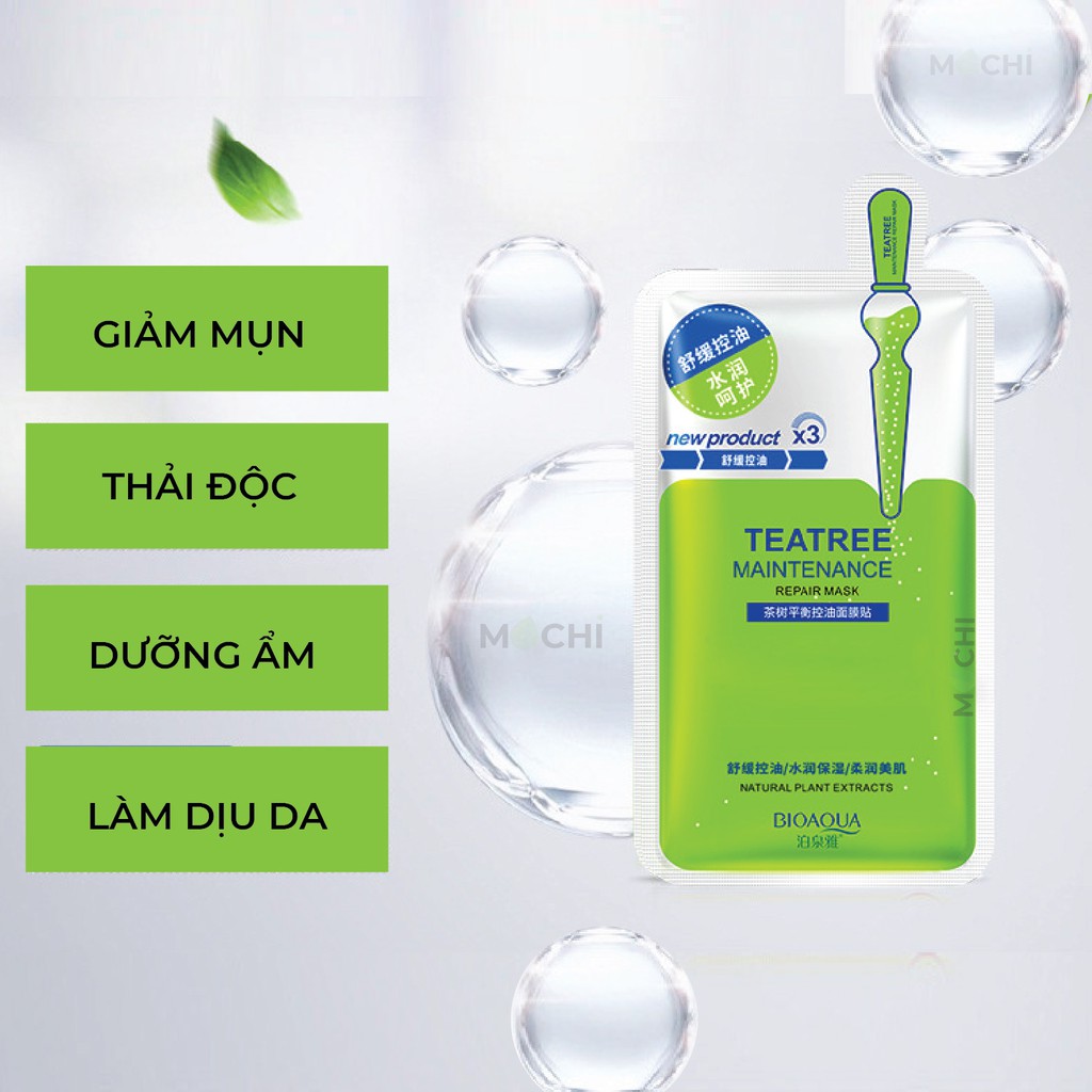 Mặt Nạ Tràm Trà Xanh Giảm Mụn Thải Độc Dưỡng Trắng Da Cấp Ẩm Mask Giấy Đắp Mặt Teatree Bioaqua Nội Địa Trung MOCHI SHOP