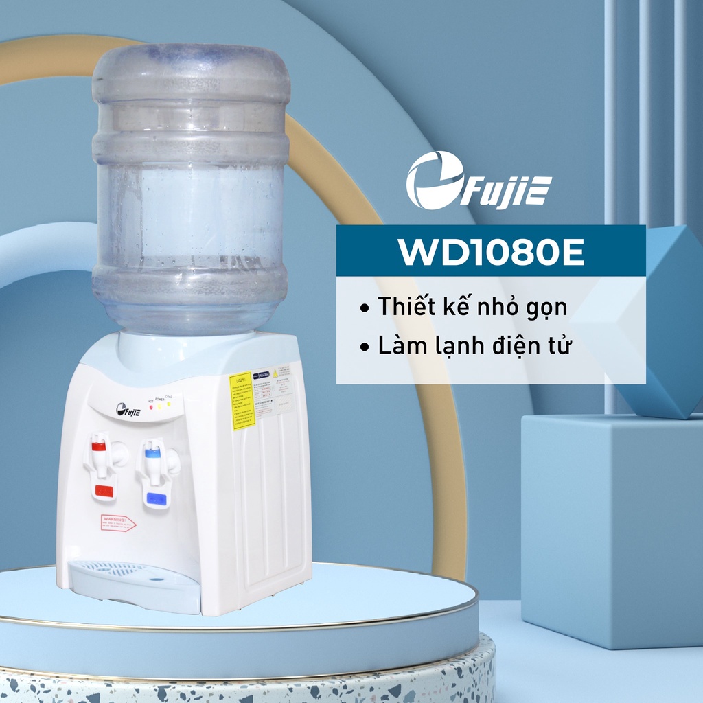 Cây nước nóng lạnh mini để bàn Nhập Khẩu FUJIE WD1080E, máy nước uống nóng lạnh mini tự động ngắt tiết kiệm điện an toàn